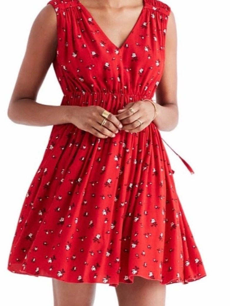 Madewell Magnolia Red Tie-Back Dress Nwt Size Xl